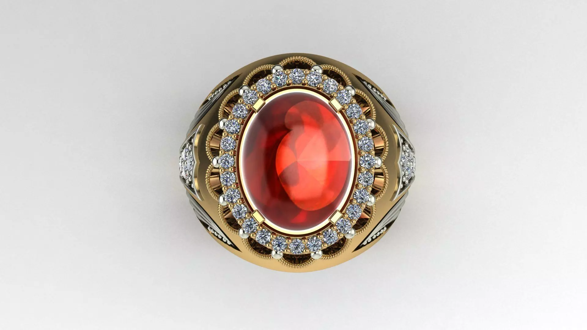 Cabachon Men Ring 3D print model
