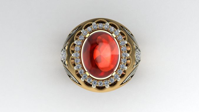 Cabachon Men Ring 3D print model