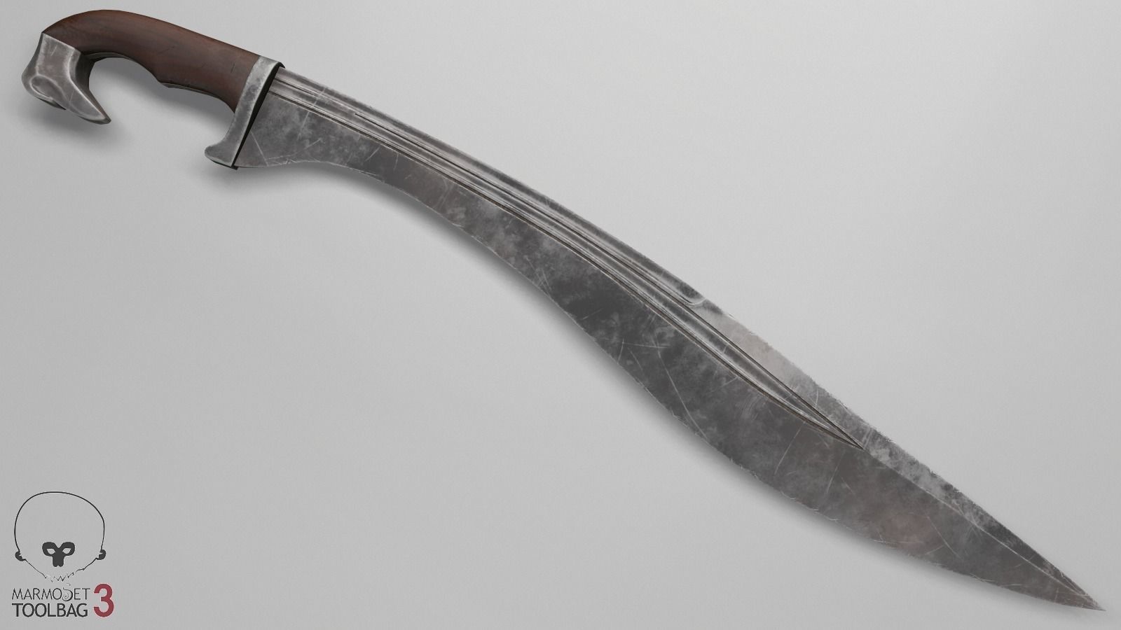 Falcata sword Low-poly 3D model_11