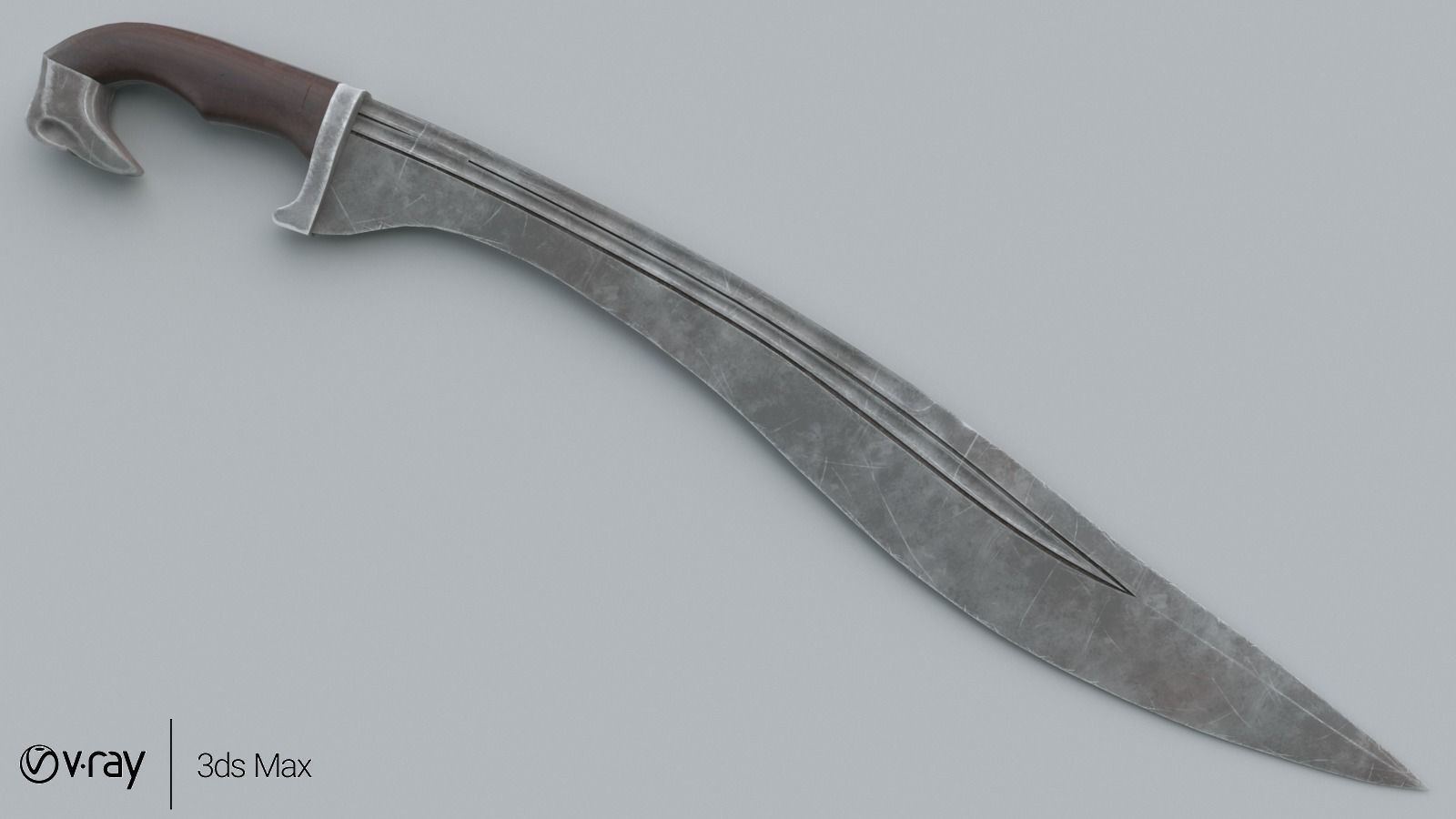 Falcata sword Low-poly 3D model_12