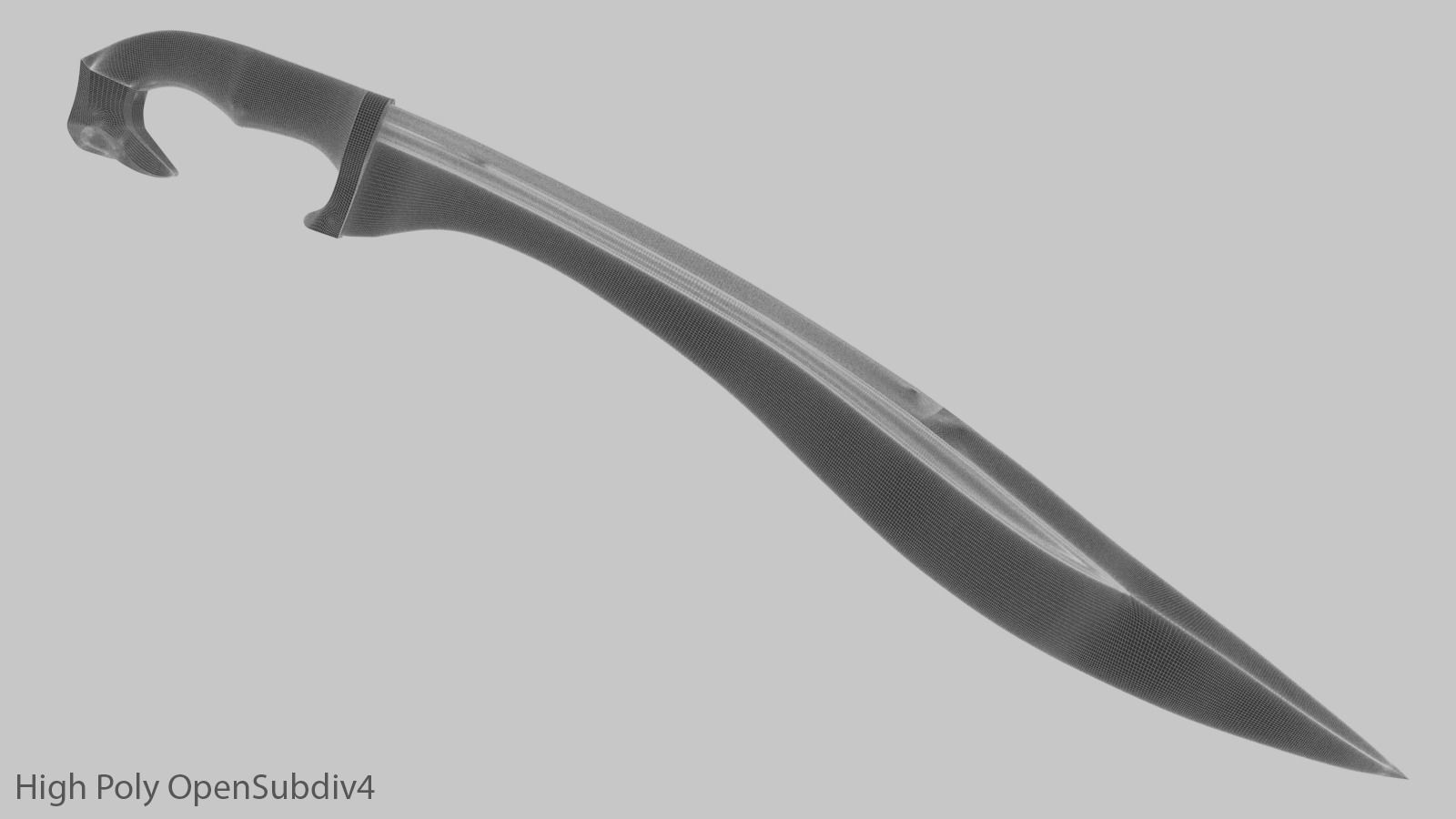 Falcata sword Low-poly 3D model_16