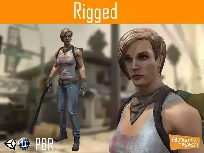Post Apocalypse Girl Free low-poly 3D model