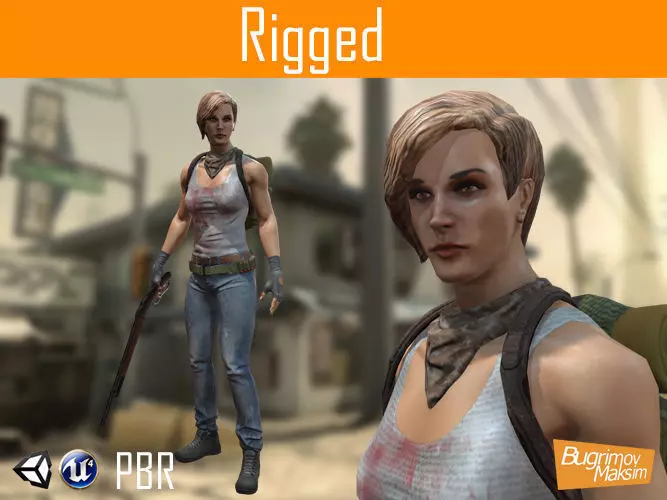 Post Apocalypse Girl Free low-poly 3D model_0