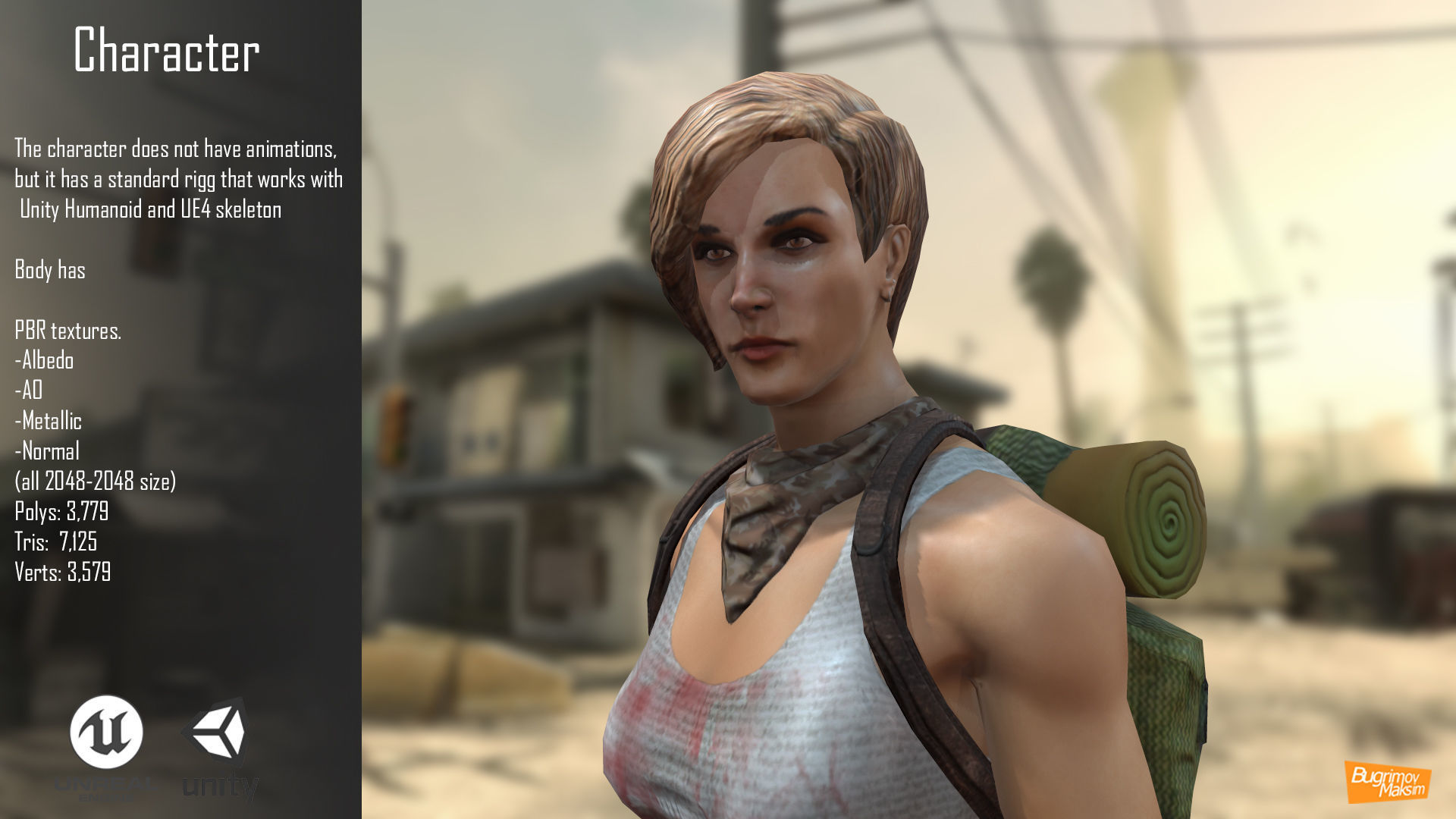 Post Apocalypse Girl Free low-poly 3D model_5