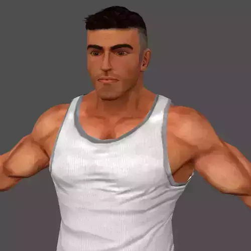 Bodybuilder character Low-poly 3D model