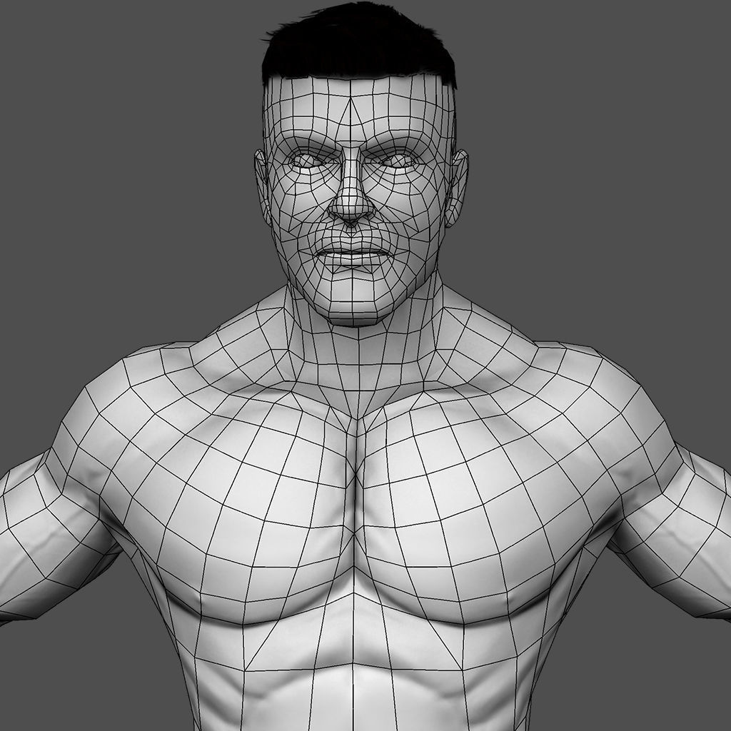 Bodybuilder character Low-poly 3D model_2