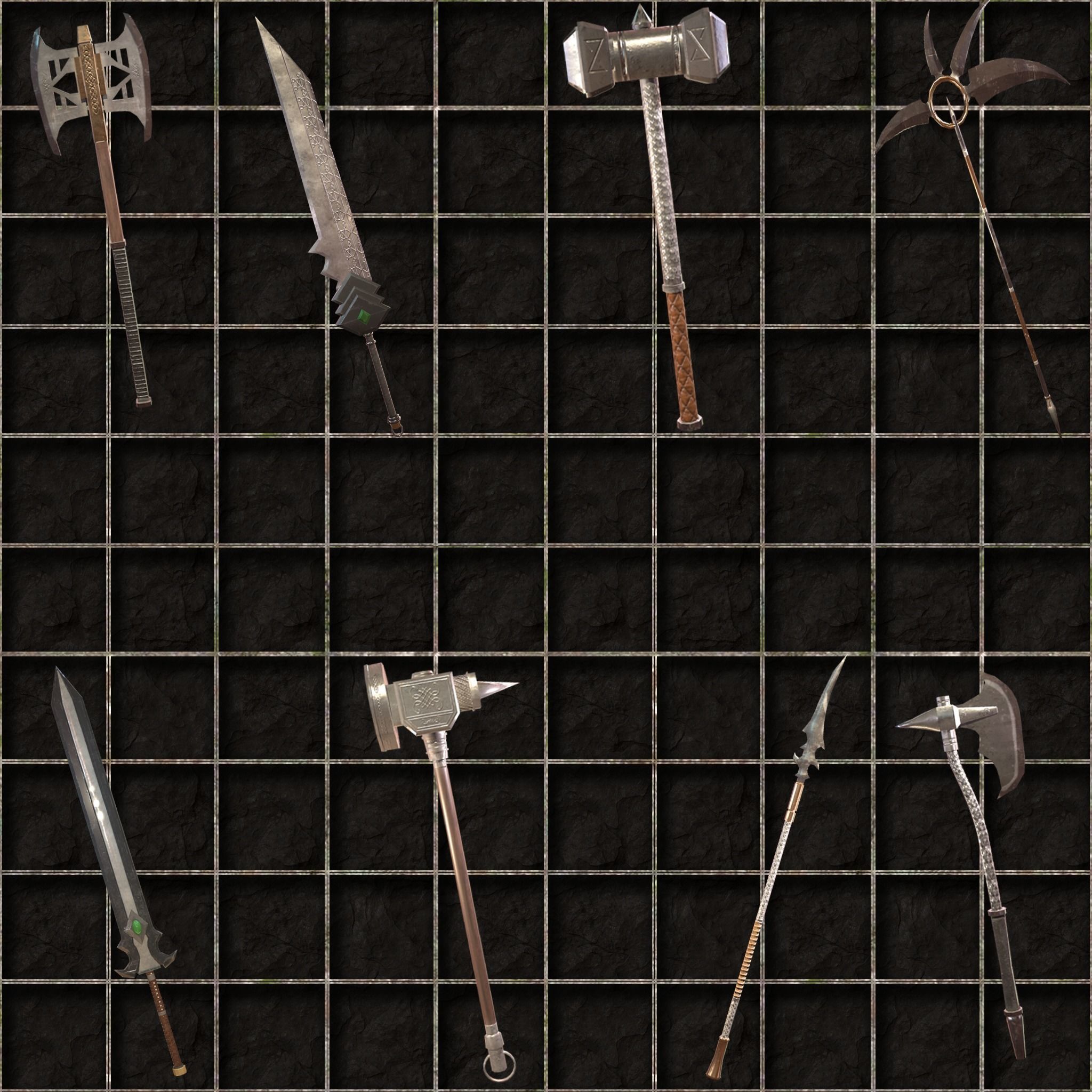 Fantasy Warrior Weapons Low-poly 3D model_22