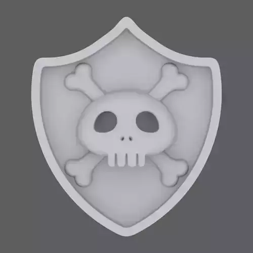 Pirate skull and crossbones shield