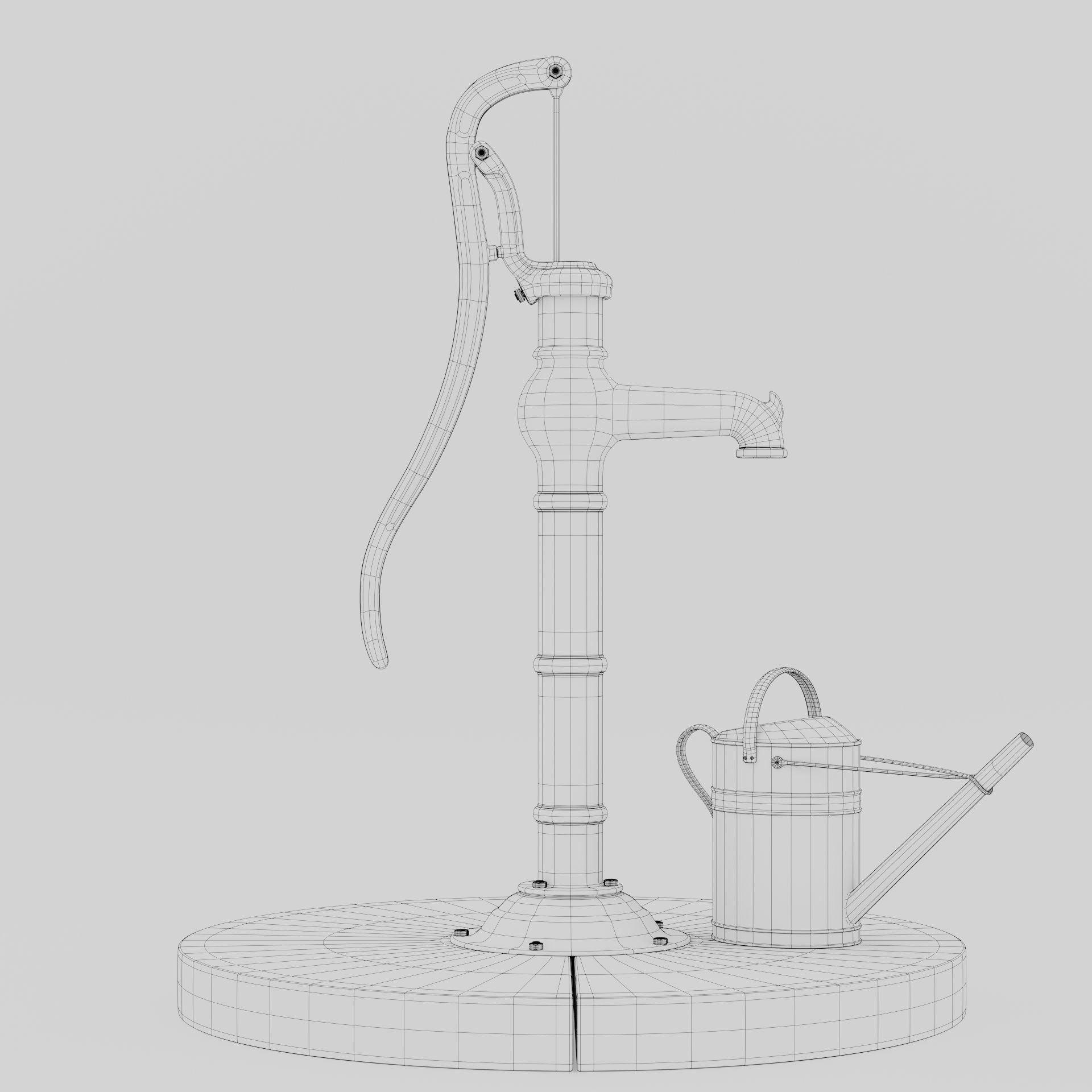 Old hand waterpump 3D model_10