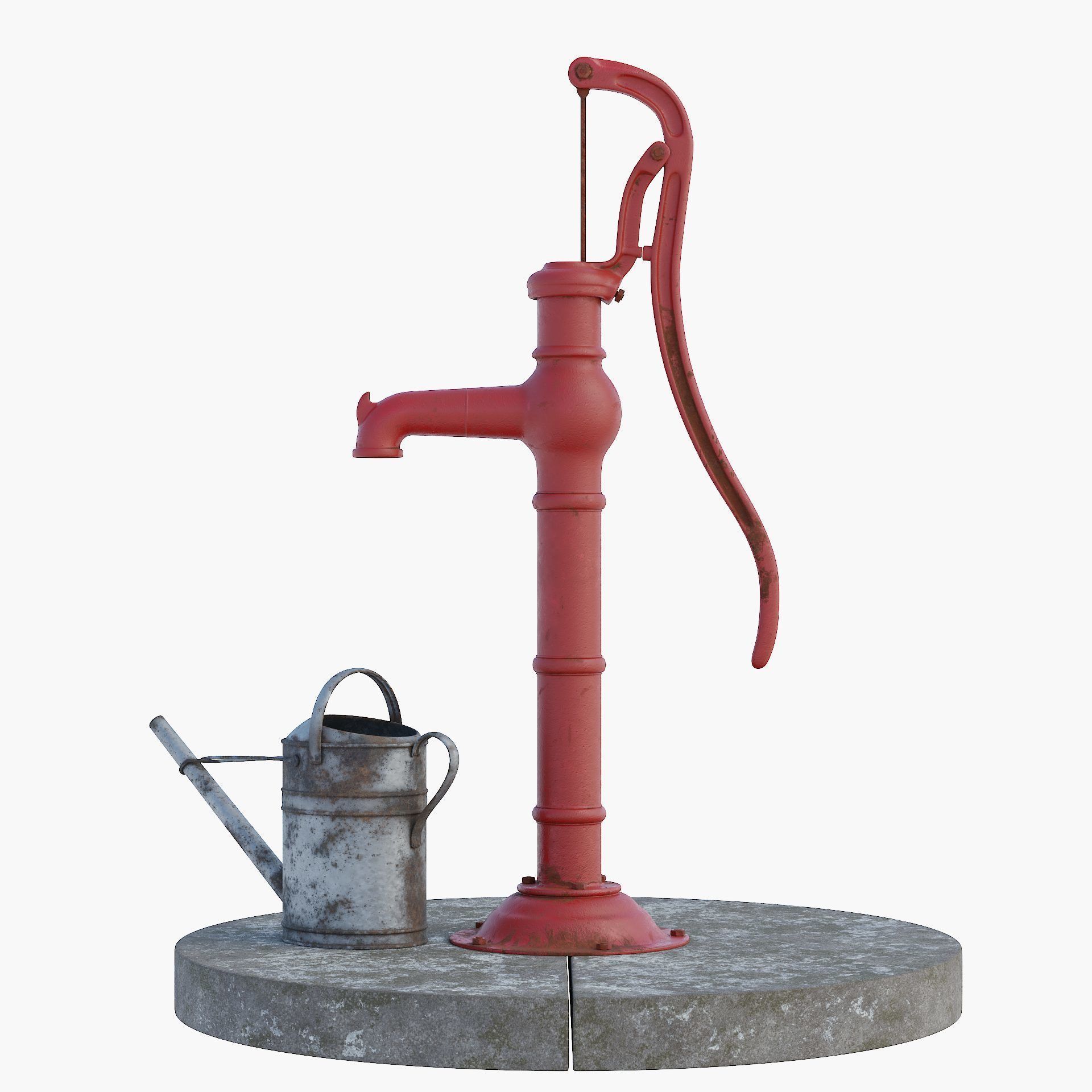 Old hand waterpump 3D model_1