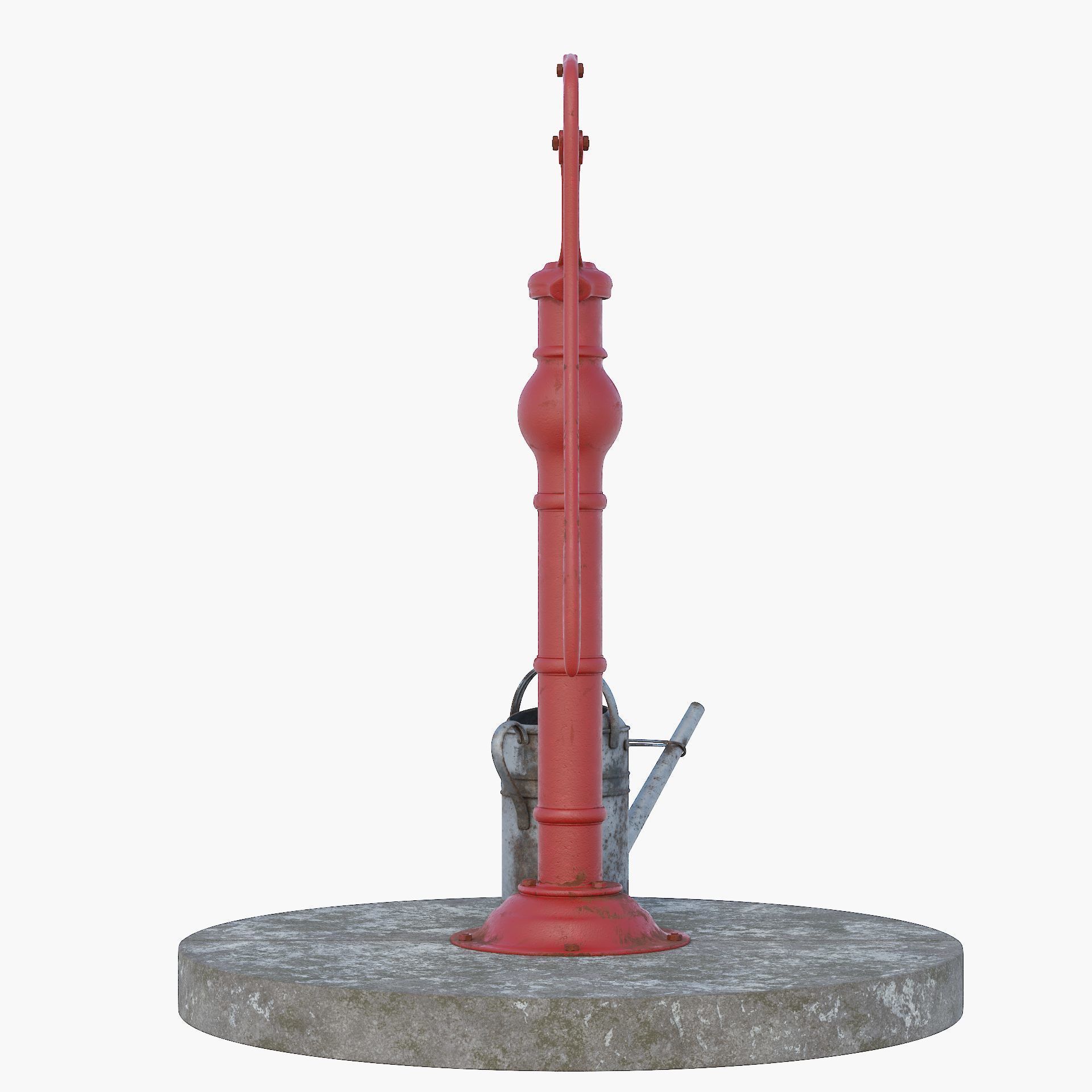Old hand waterpump 3D model_7