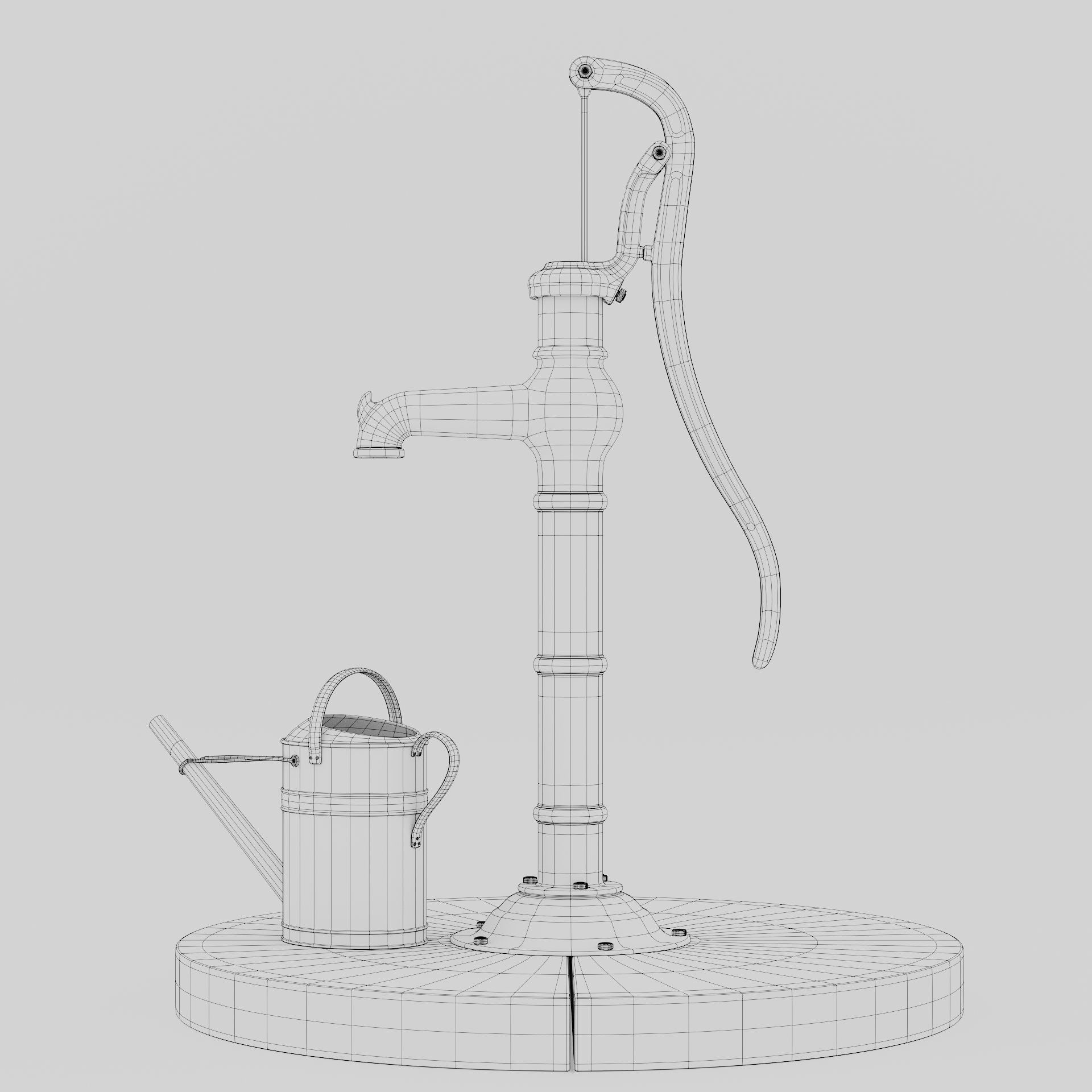 Old hand waterpump 3D model_2