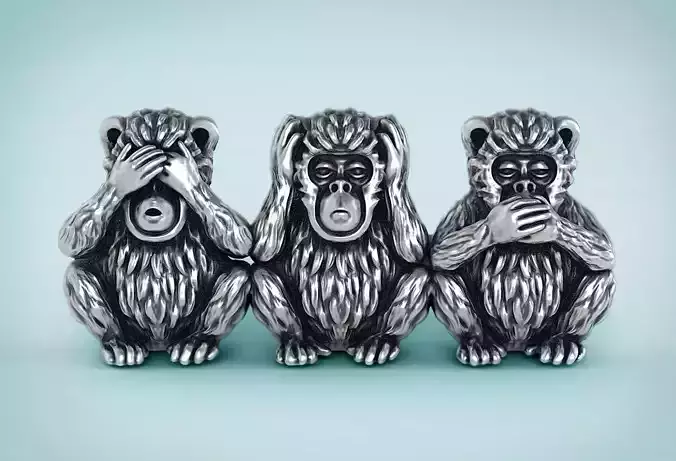 Three Wise Monkeys 3D model 3D printable | CGTrader