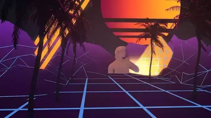 retro mountains Free low-poly 3D model