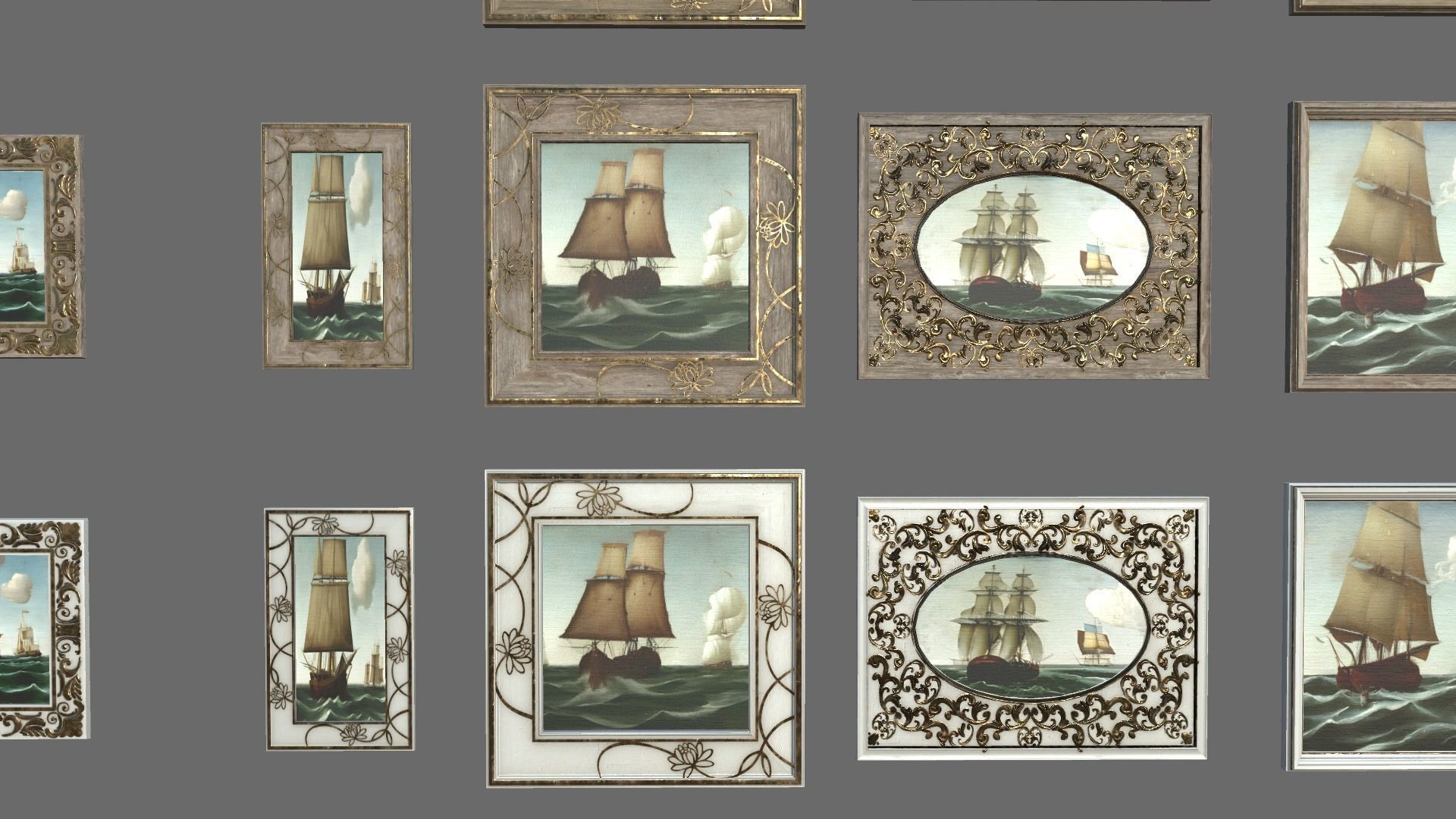 11 High quality picture frames Low-poly 3D model_7