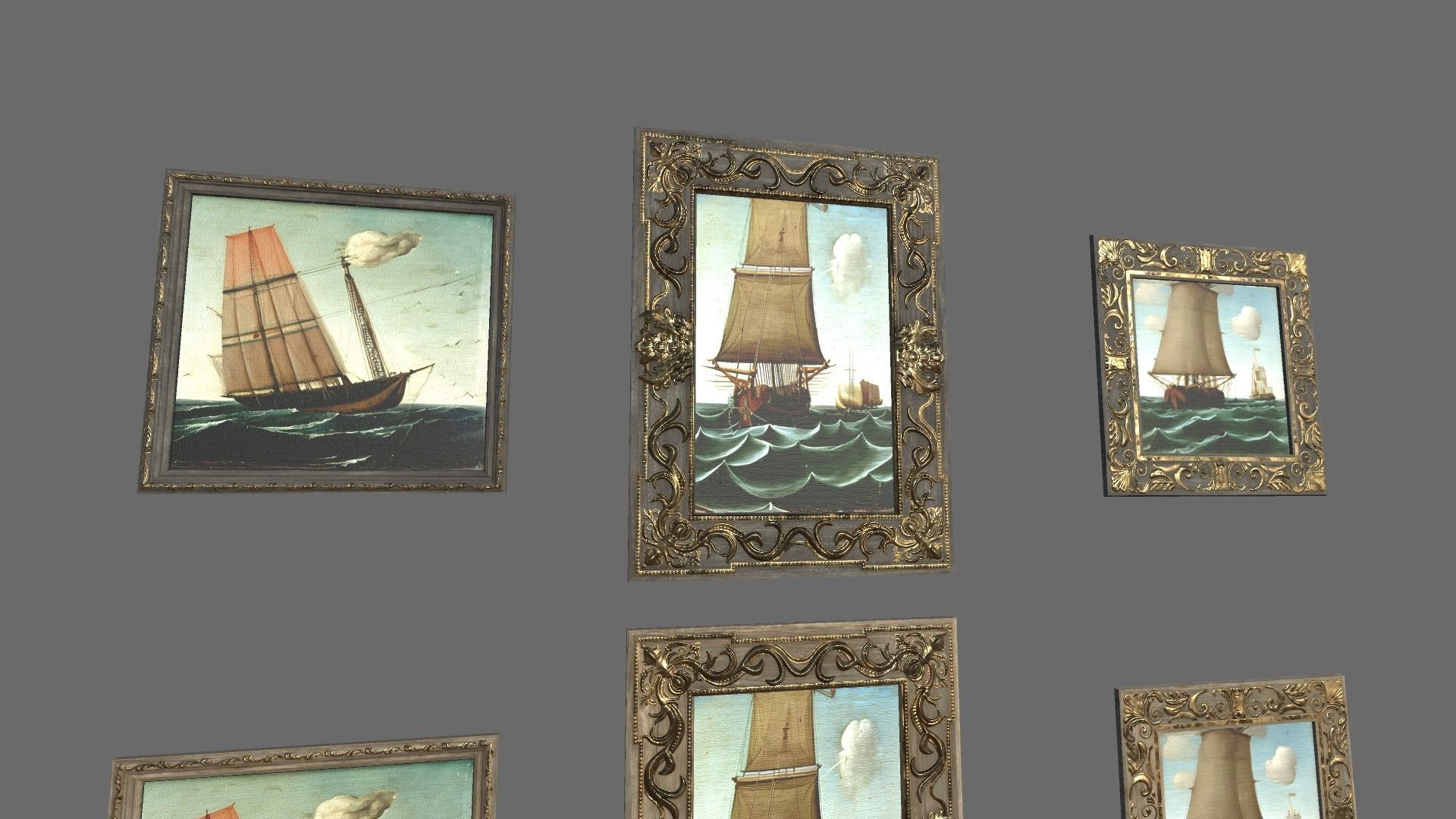 11 High quality picture frames Low-poly 3D model_2