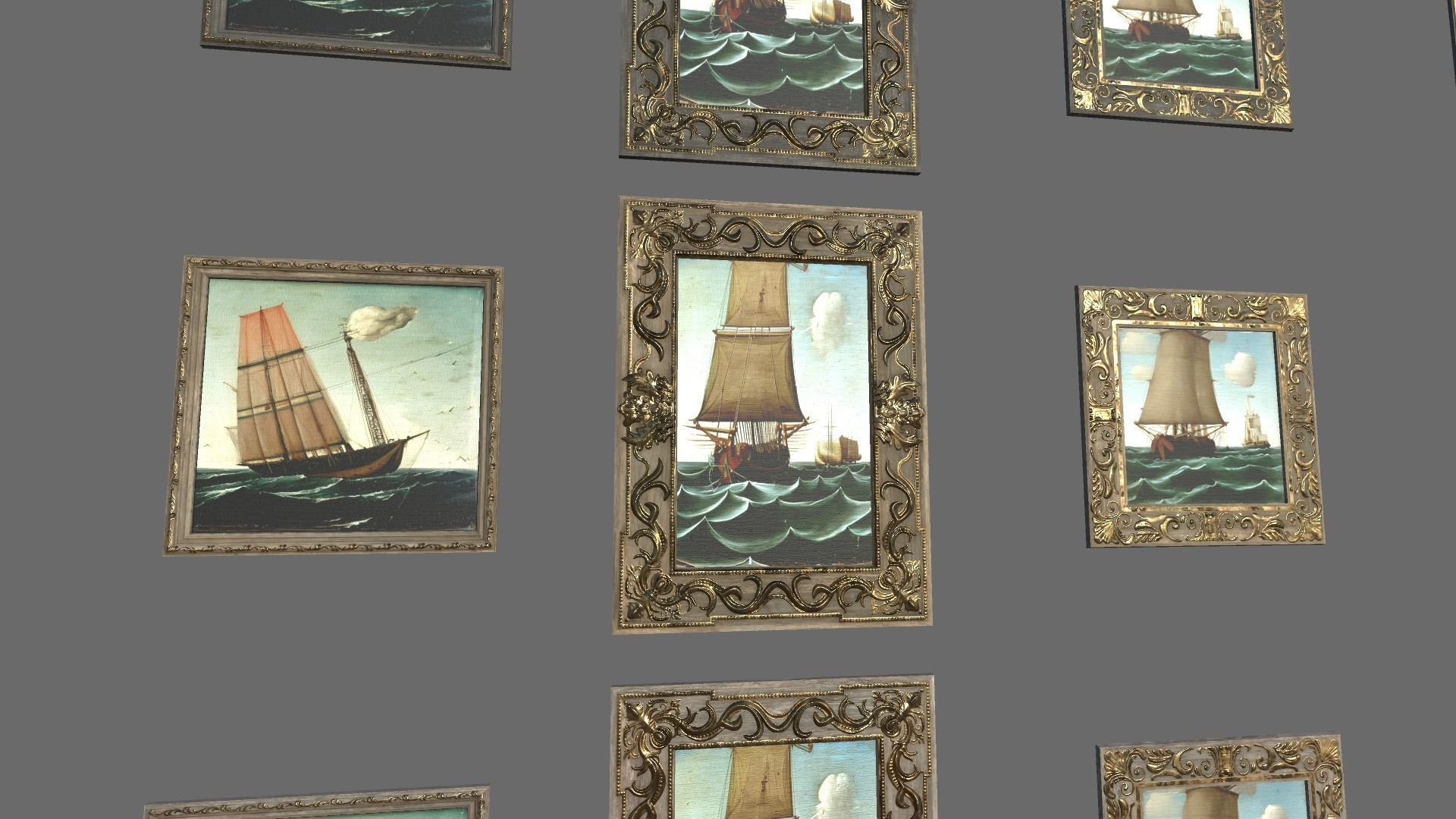 11 High quality picture frames Low-poly 3D model_3