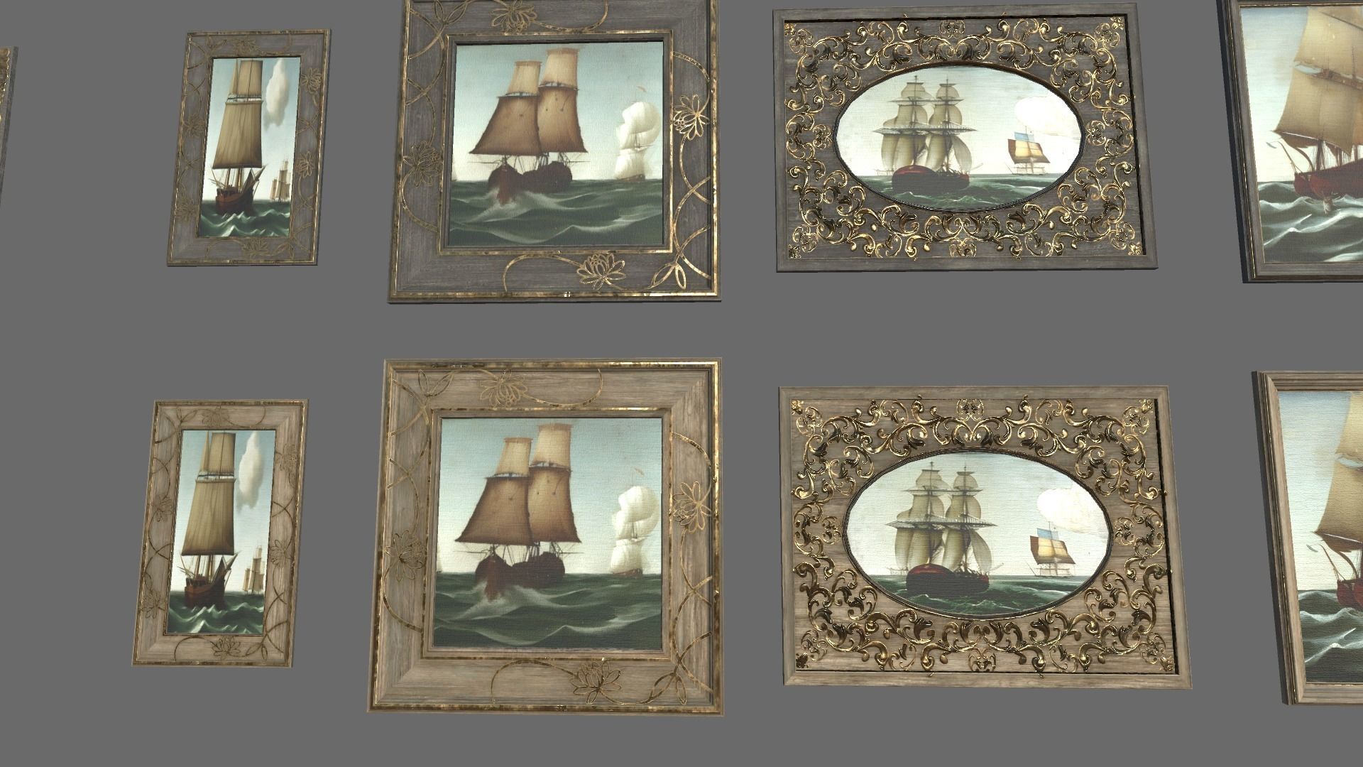 11 High quality picture frames Low-poly 3D model_6