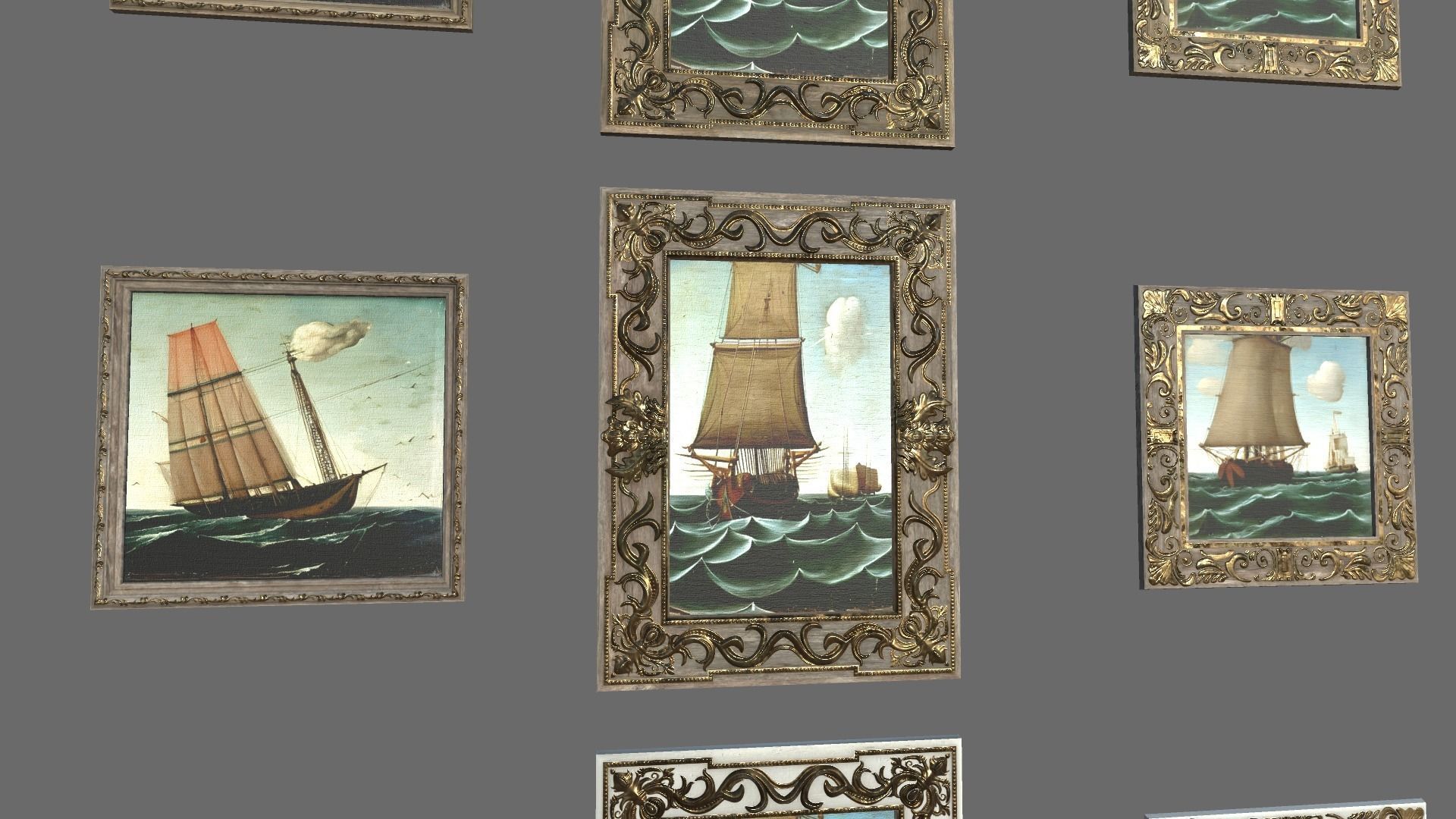 11 High quality picture frames Low-poly 3D model_4