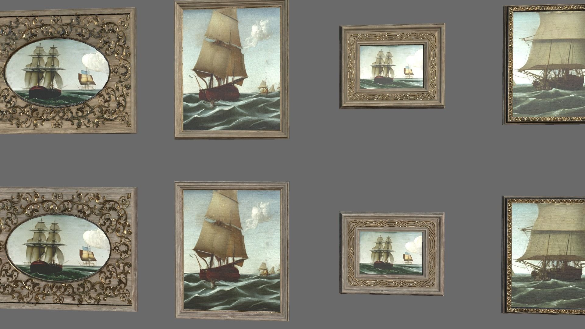 11 High quality picture frames Low-poly 3D model_8