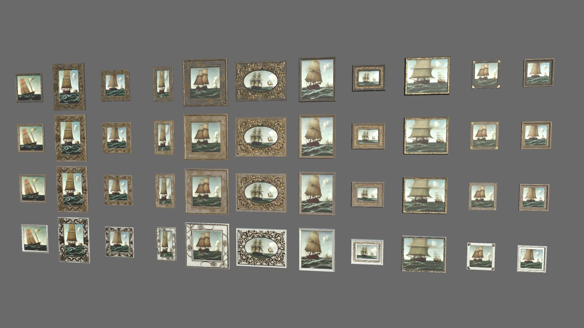 11 High quality picture frames Low-poly 3D model_1