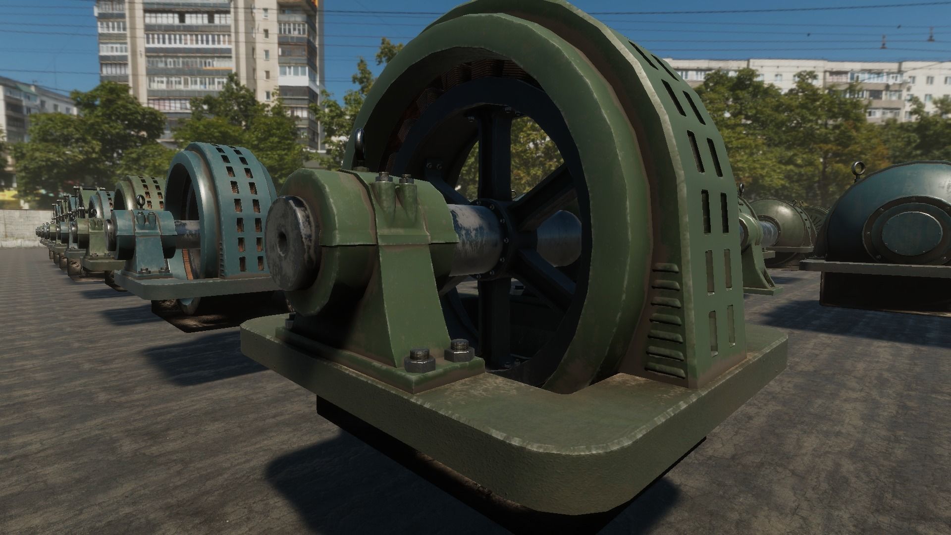 Powerplant Turbines and Generators Low-poly 3D model_1