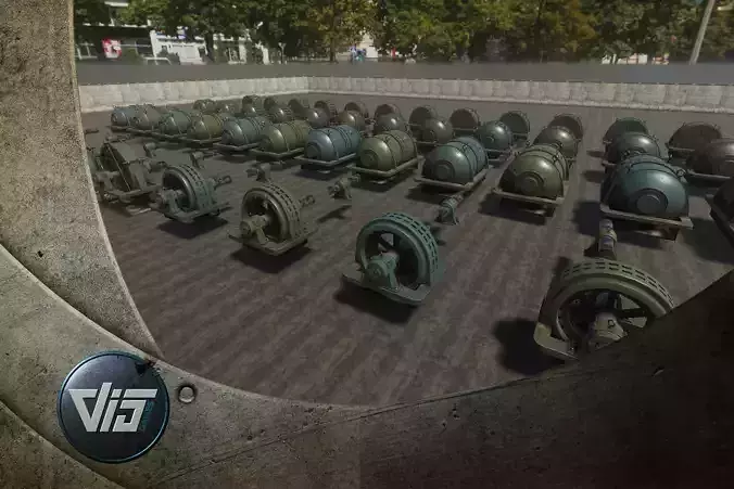 Powerplant Turbines and Generators Low-poly 3D model