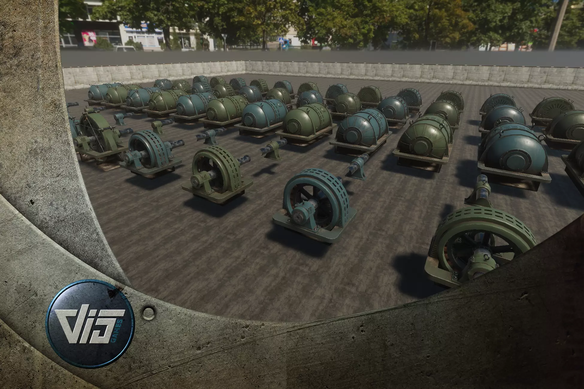 Powerplant Turbines and Generators Low-poly 3D model_0