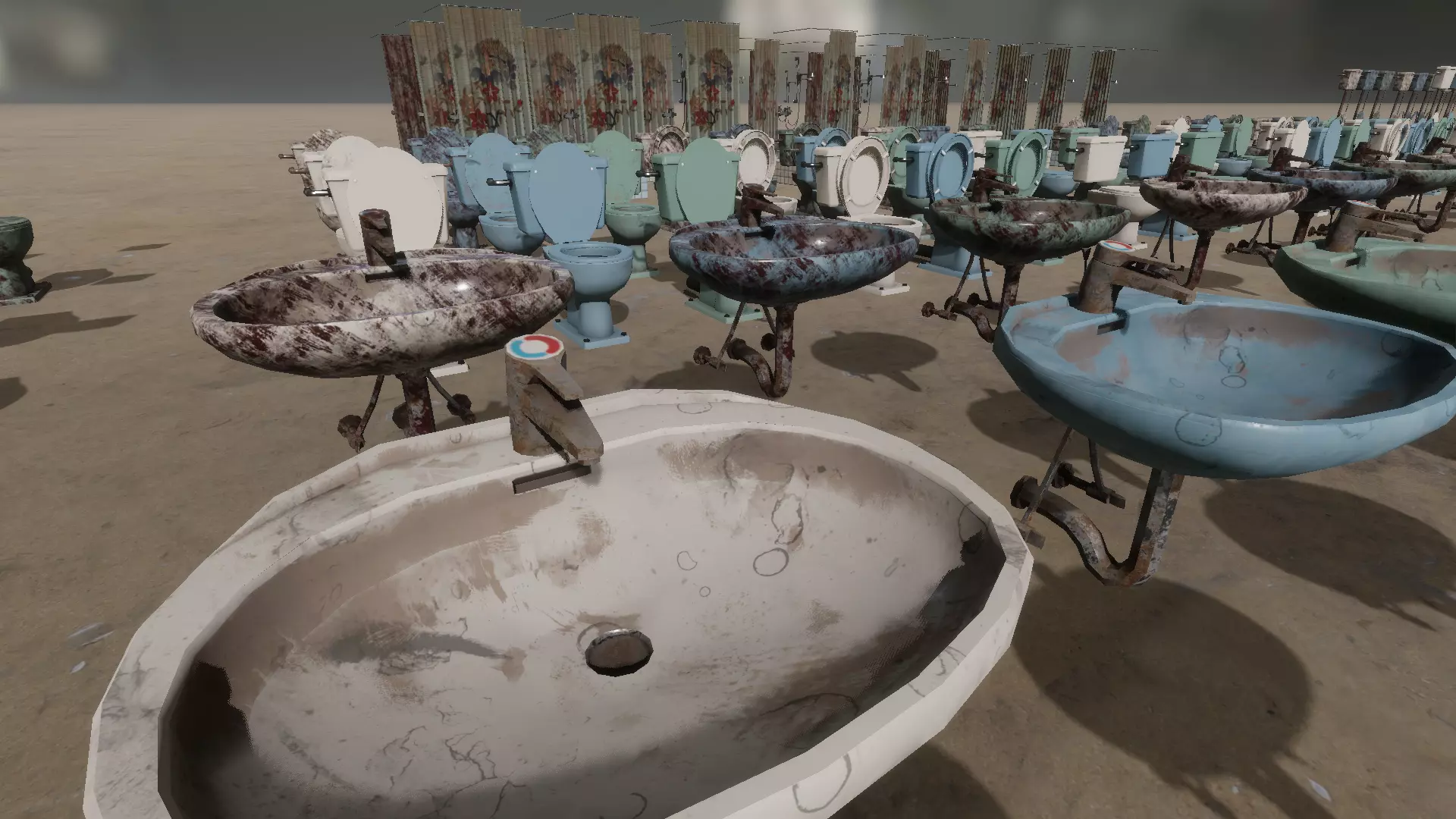 Dirty bathroom collection Low-poly 3D model_3