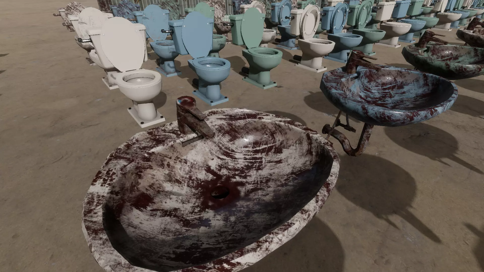 Dirty bathroom collection Low-poly 3D model_4