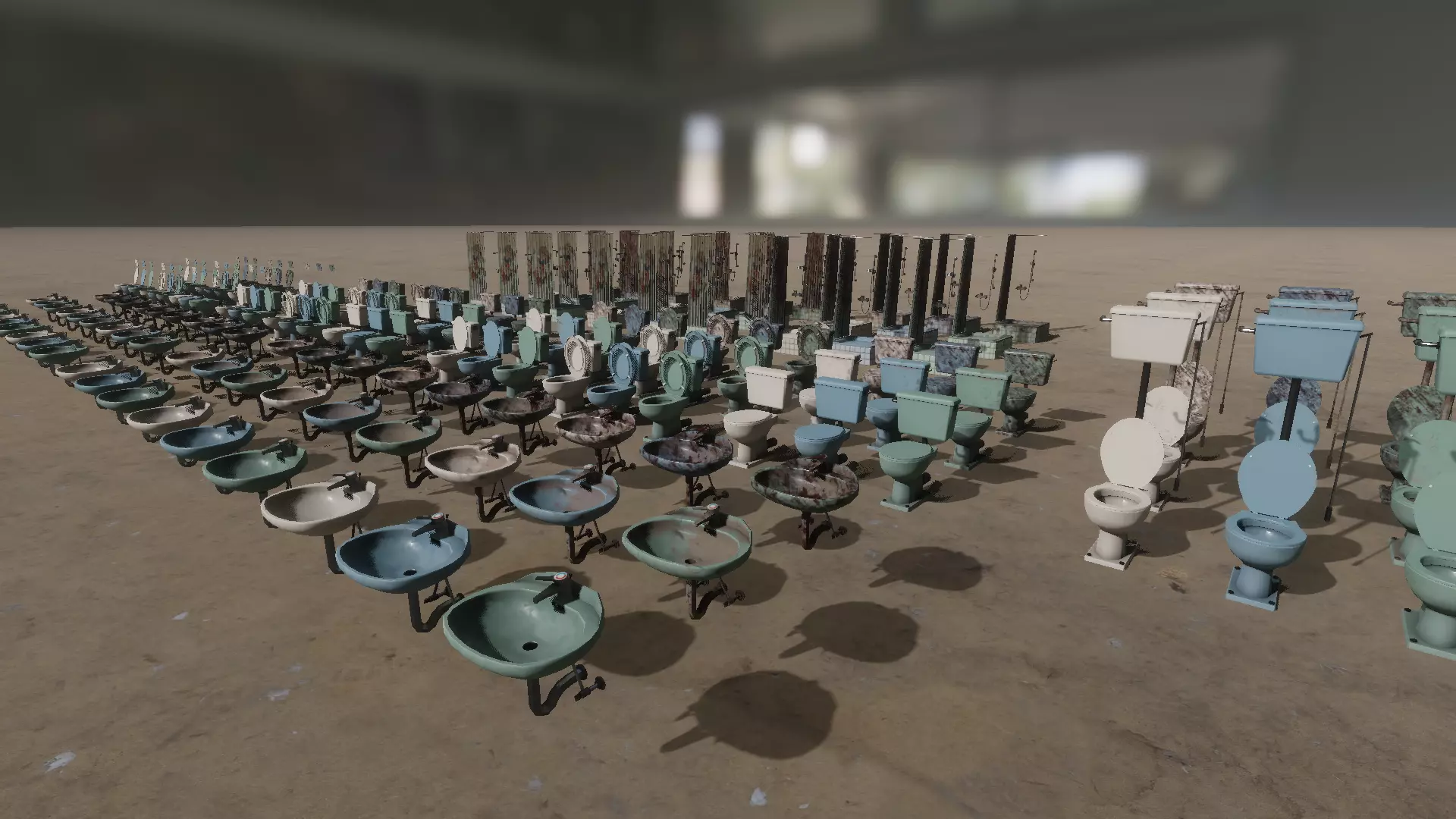 Dirty bathroom collection Low-poly 3D model_1