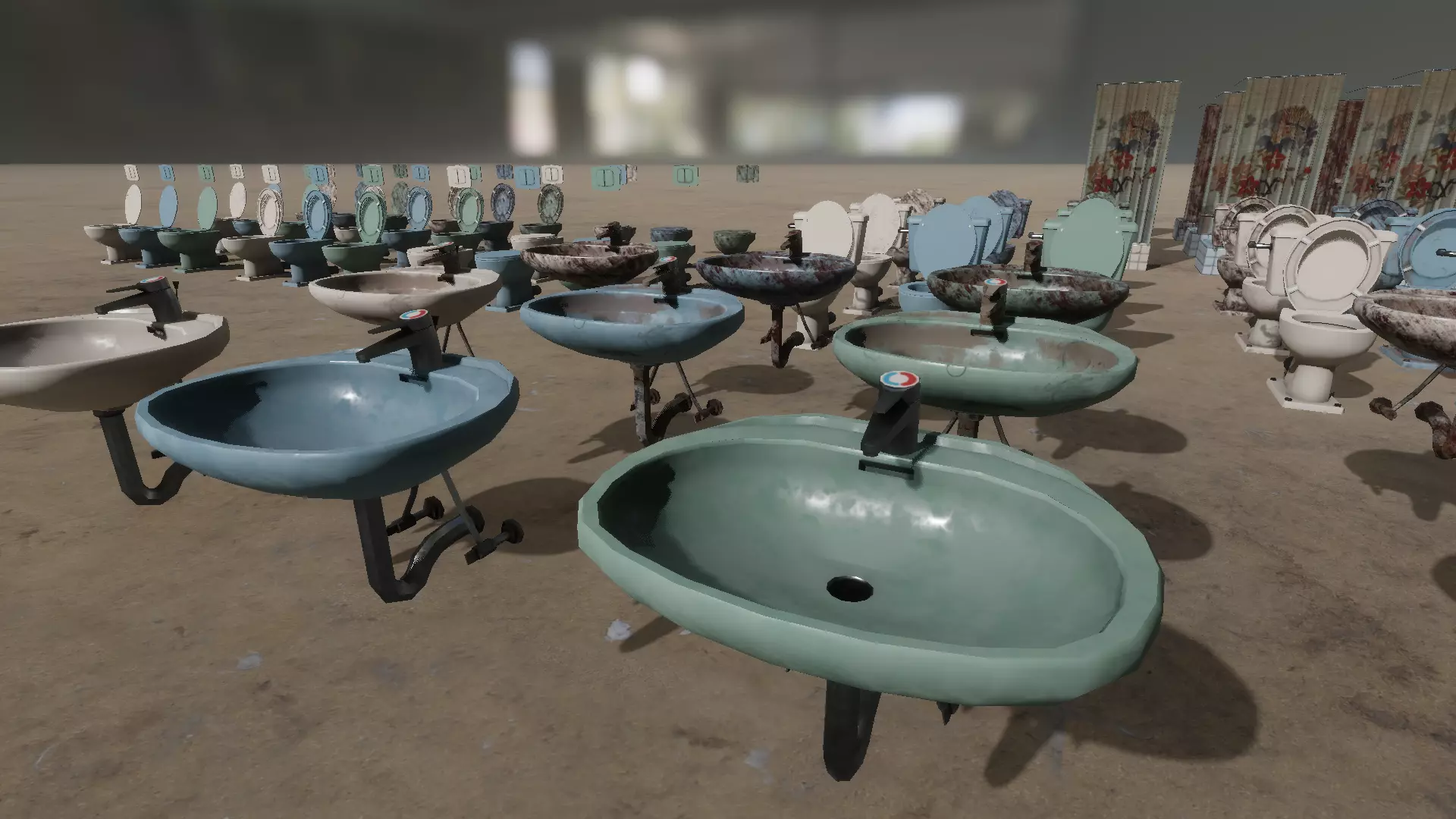 Dirty bathroom collection Low-poly 3D model_2