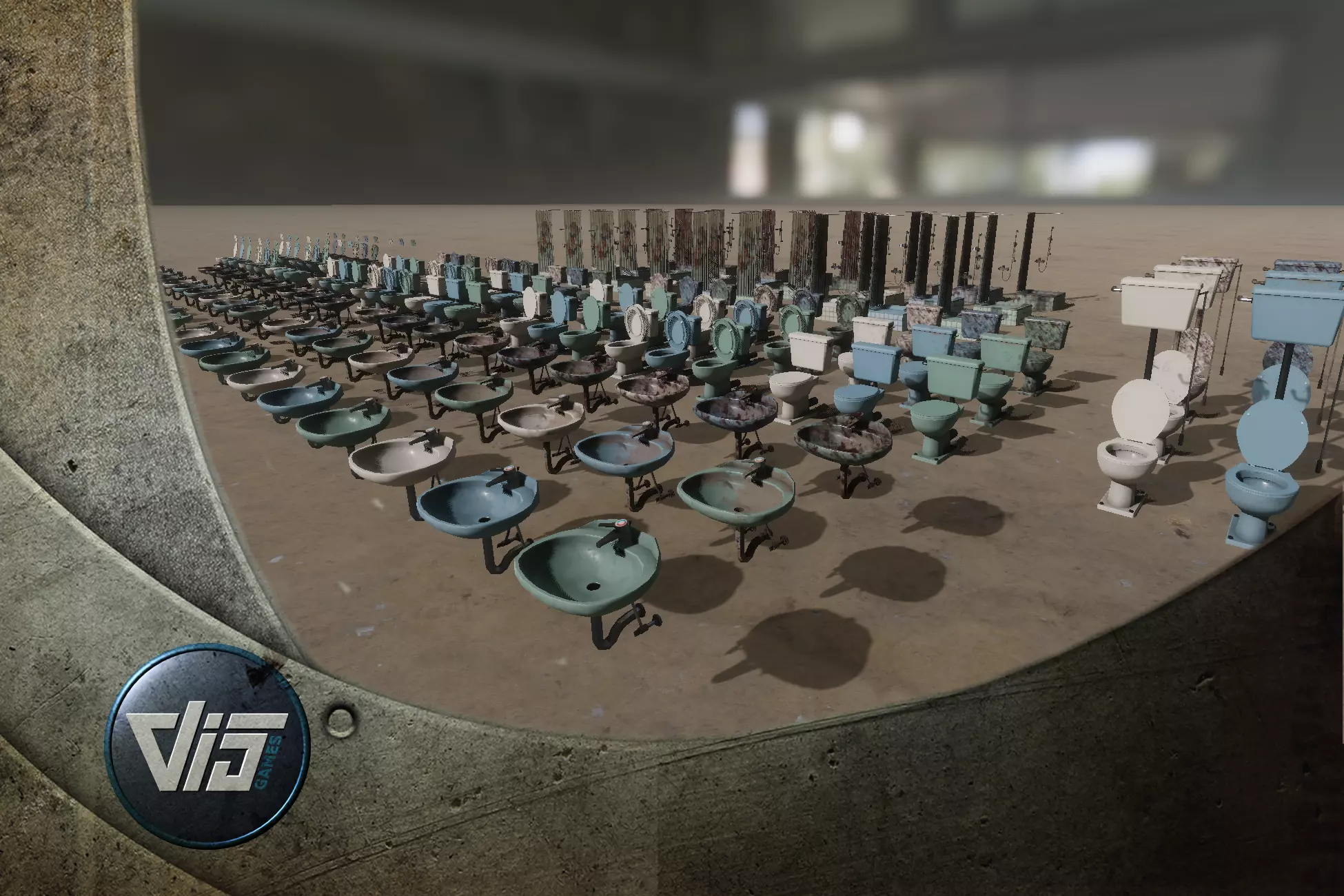 Dirty bathroom collection Low-poly 3D model_0