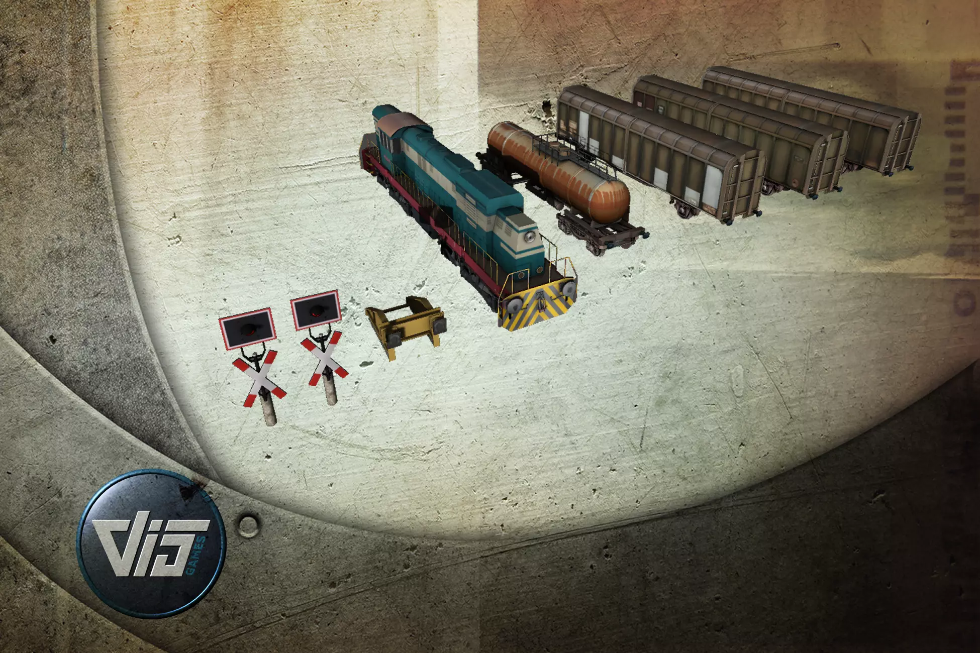 Train collection Low-poly 3D model