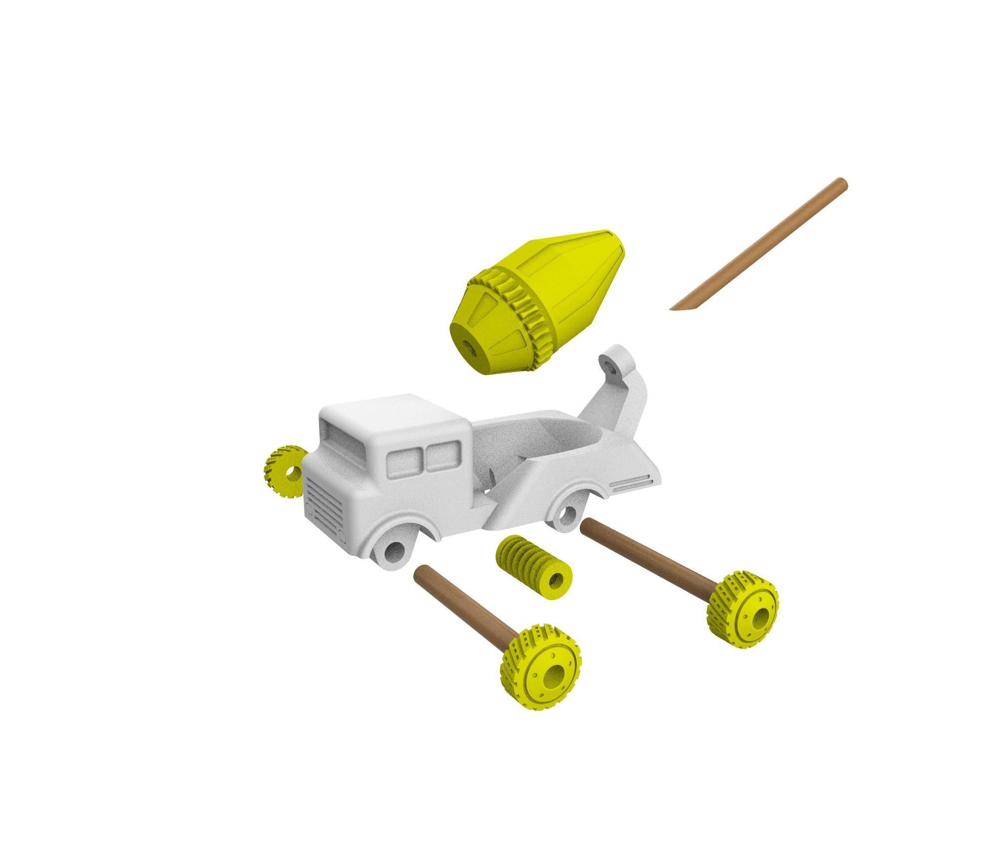 Toy cement truck  3D print model_1