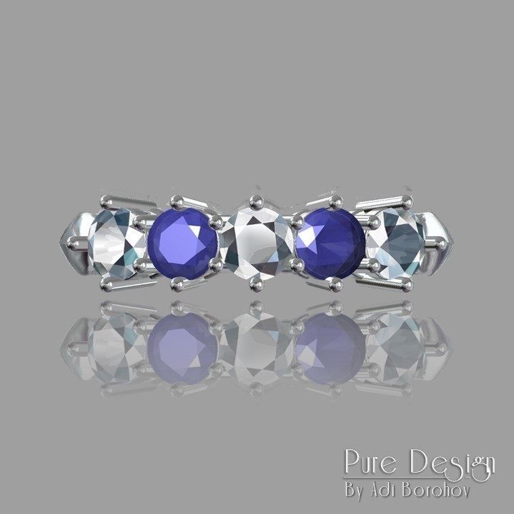 5 Stones Ring 3D print model 3D print model_4