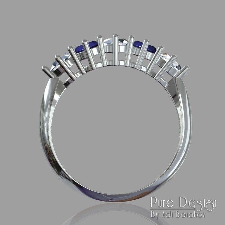 5 Stones Ring 3D print model 3D print model_3