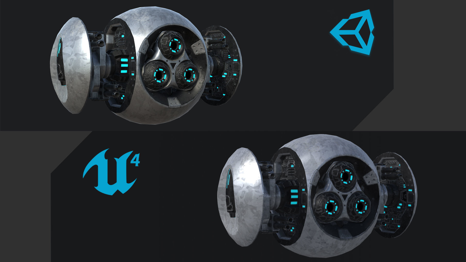 Battle Drone Low-poly 3D model_11