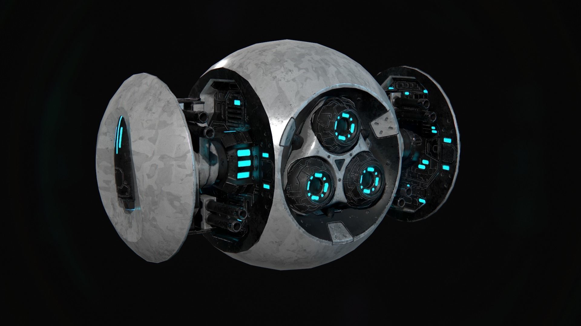 Battle Drone Low-poly 3D model_4