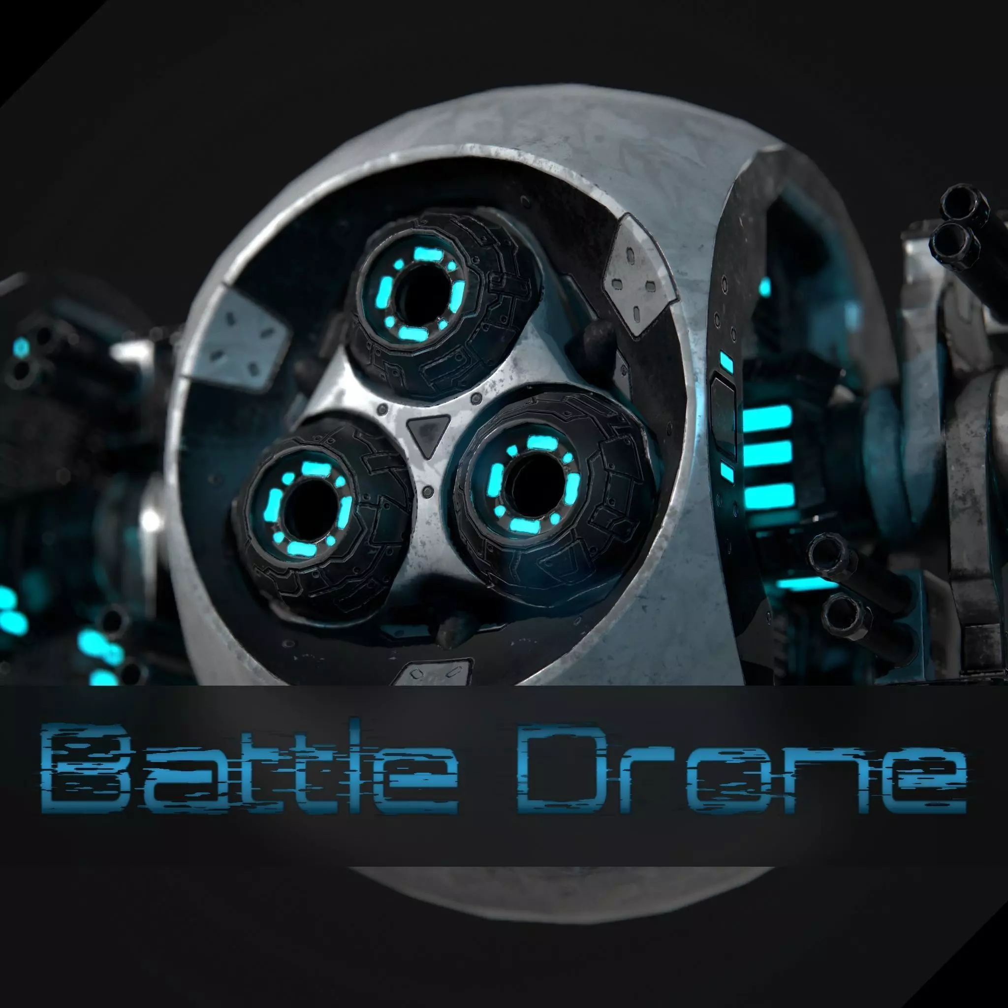 Battle Drone Low-poly 3D model_0
