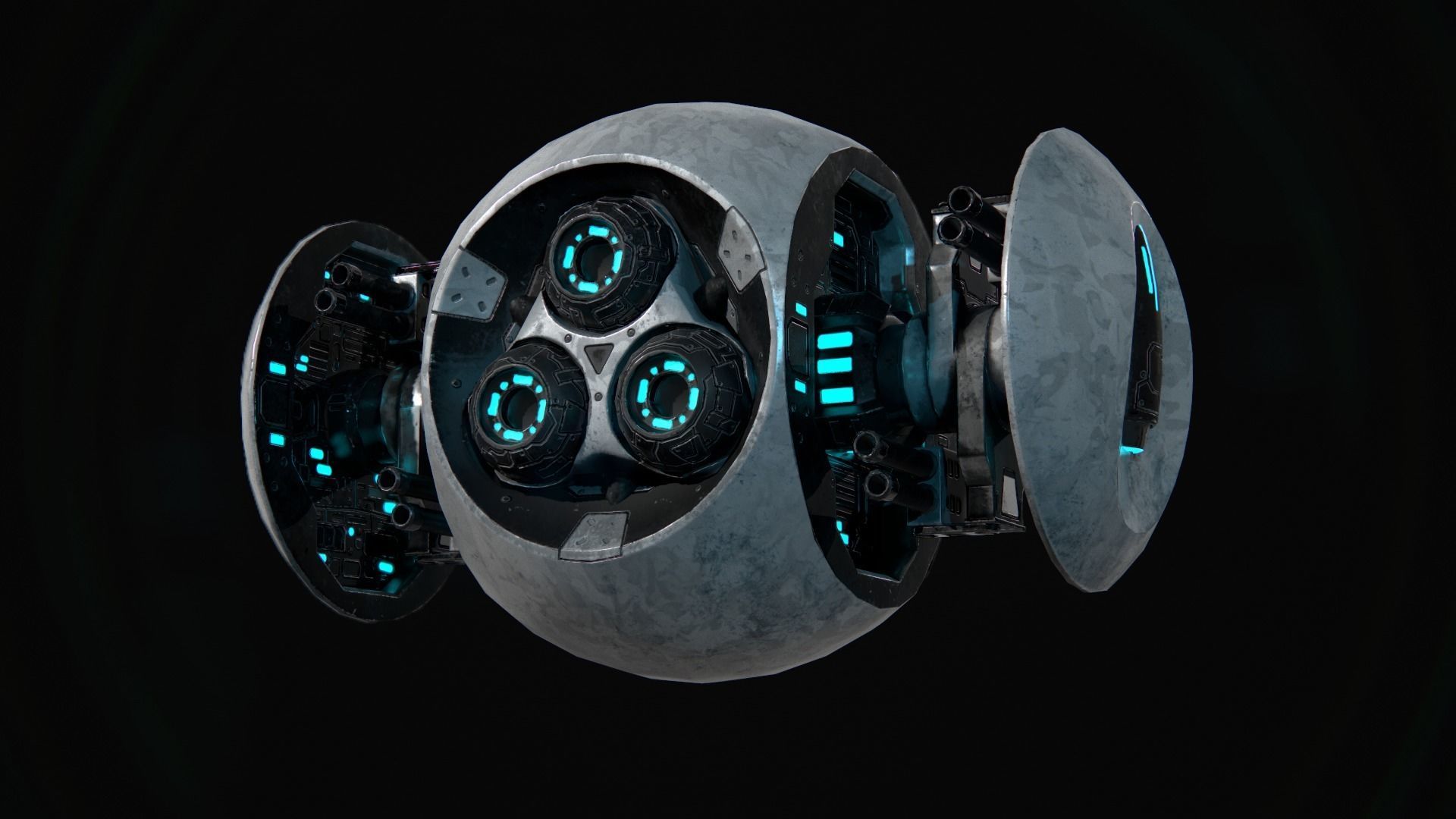 Battle Drone Low-poly 3D model_1