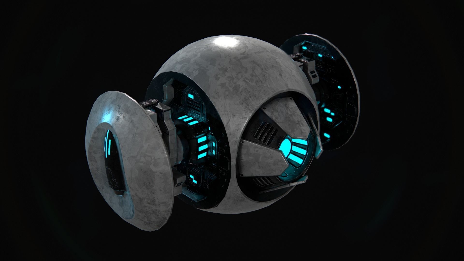 Battle Drone Low-poly 3D model_5