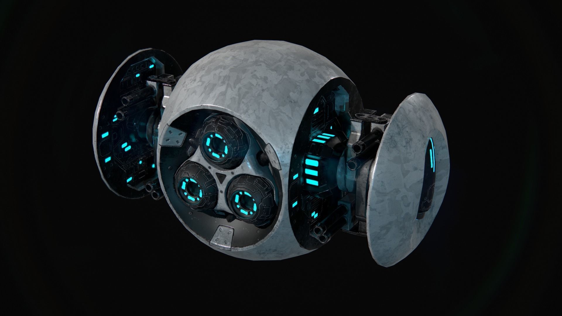 Battle Drone Low-poly 3D model_3