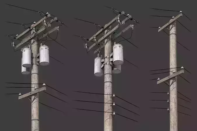 Telegraph Pole Low-poly 3D model