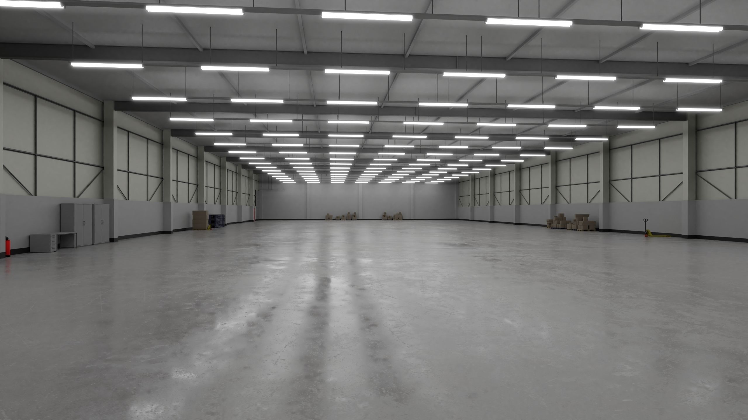 Industrial Warehouse Interior 3b Low-poly 3D model_1