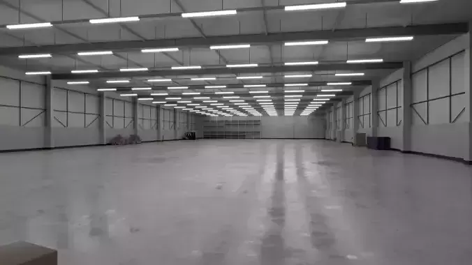 Industrial Warehouse Interior 3b Low-poly 3D model