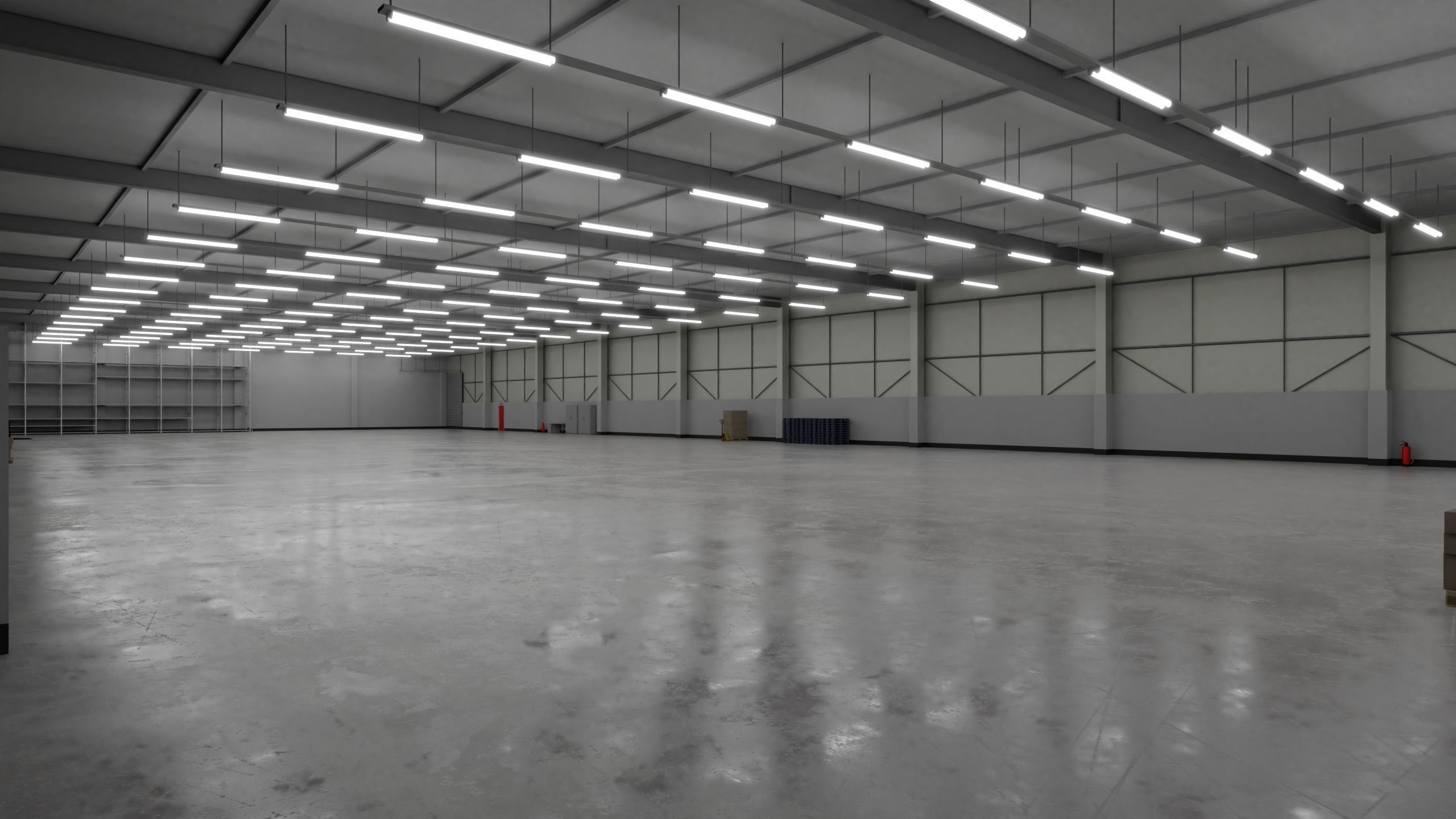 Industrial Warehouse Interior 3b Low-poly 3D model_3