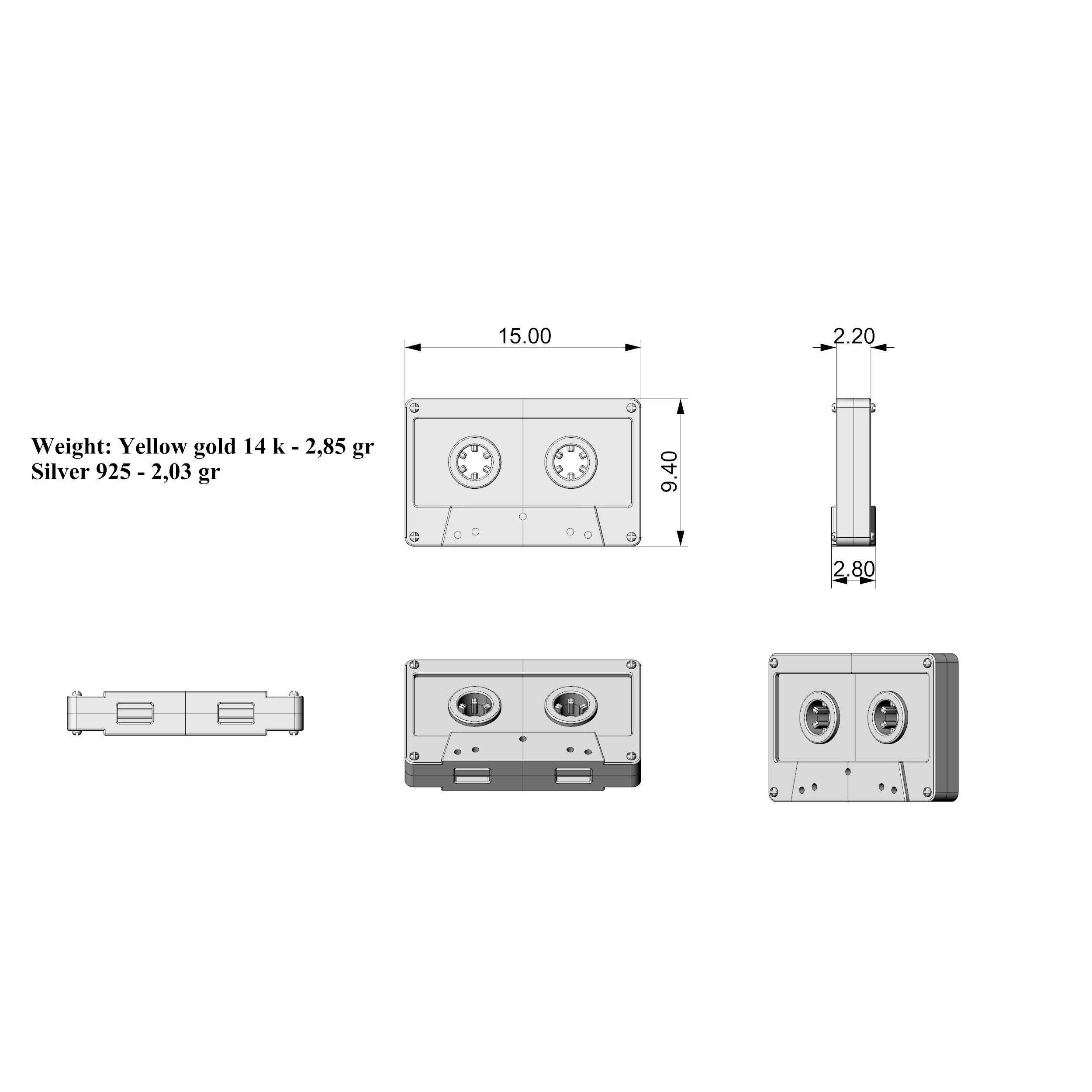 Magnetic Cassette pendant V2 3D print model_18