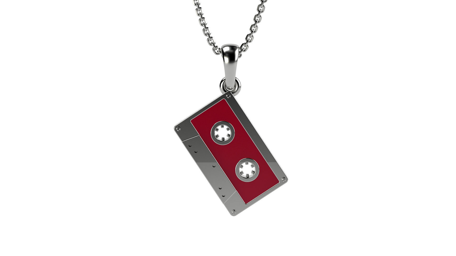 Magnetic Cassette pendant V2 3D print model_9