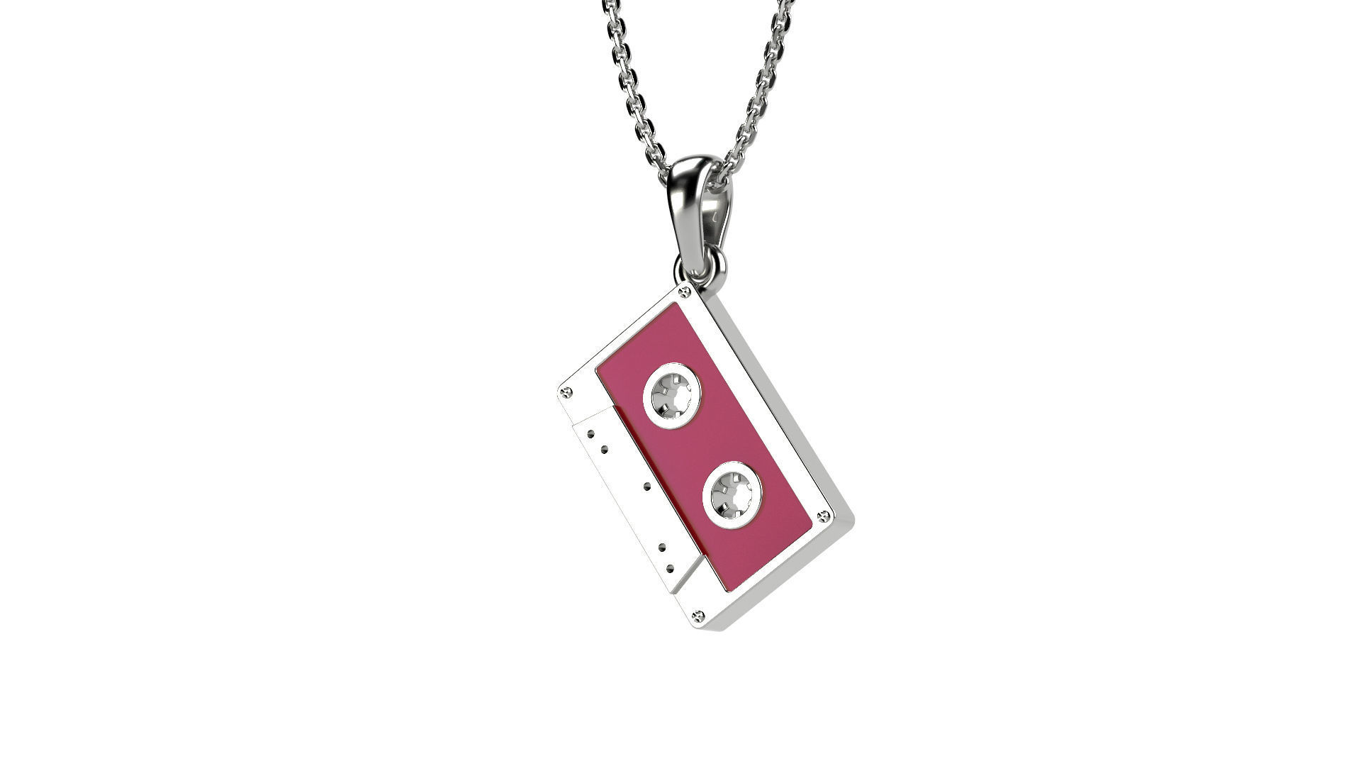 Magnetic Cassette pendant V2 3D print model_11